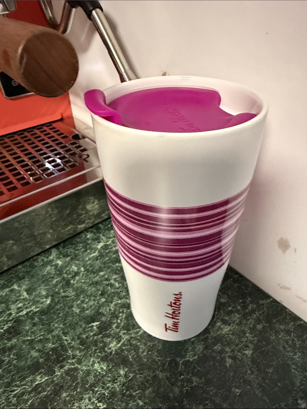 Tim Hortons Pink Stripe Travel Mug limited edition 2015 edition